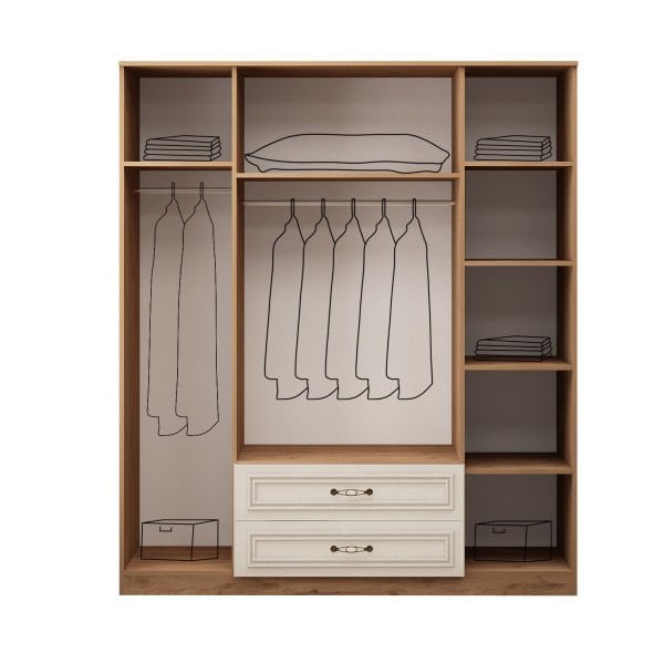 Roza Aynalı 4 Kapılı Dolap