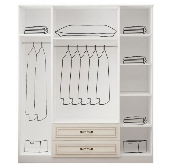 Roza Aynalı 4 Kapılı Dolap