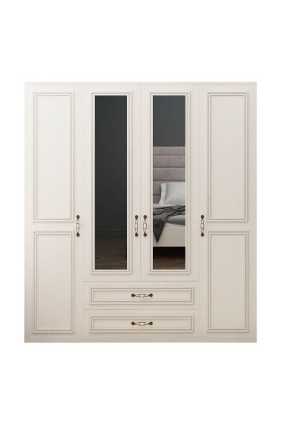 Roza Aynalı 4 Kapılı Dolap