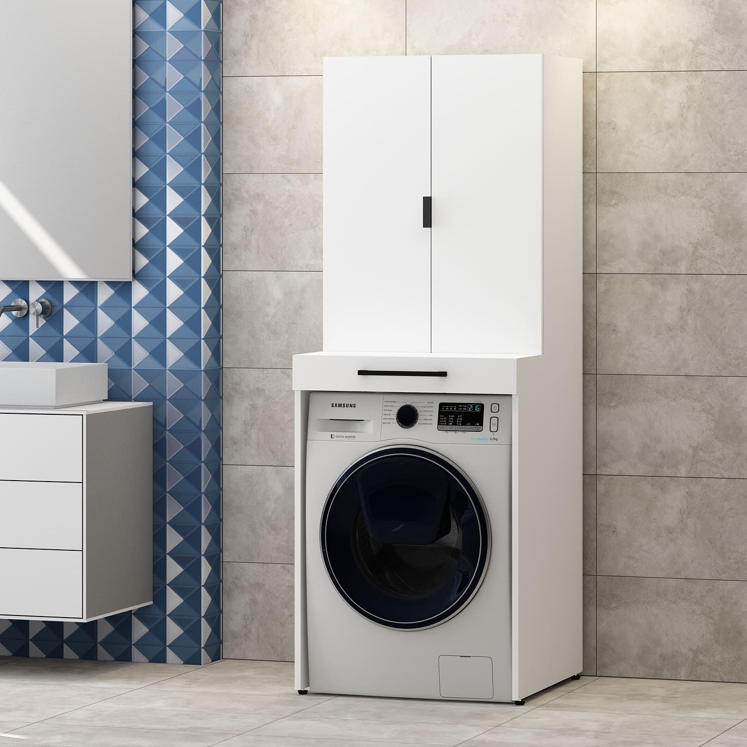 Eny Çamaşır Makinesi Dolabı Kapaklı