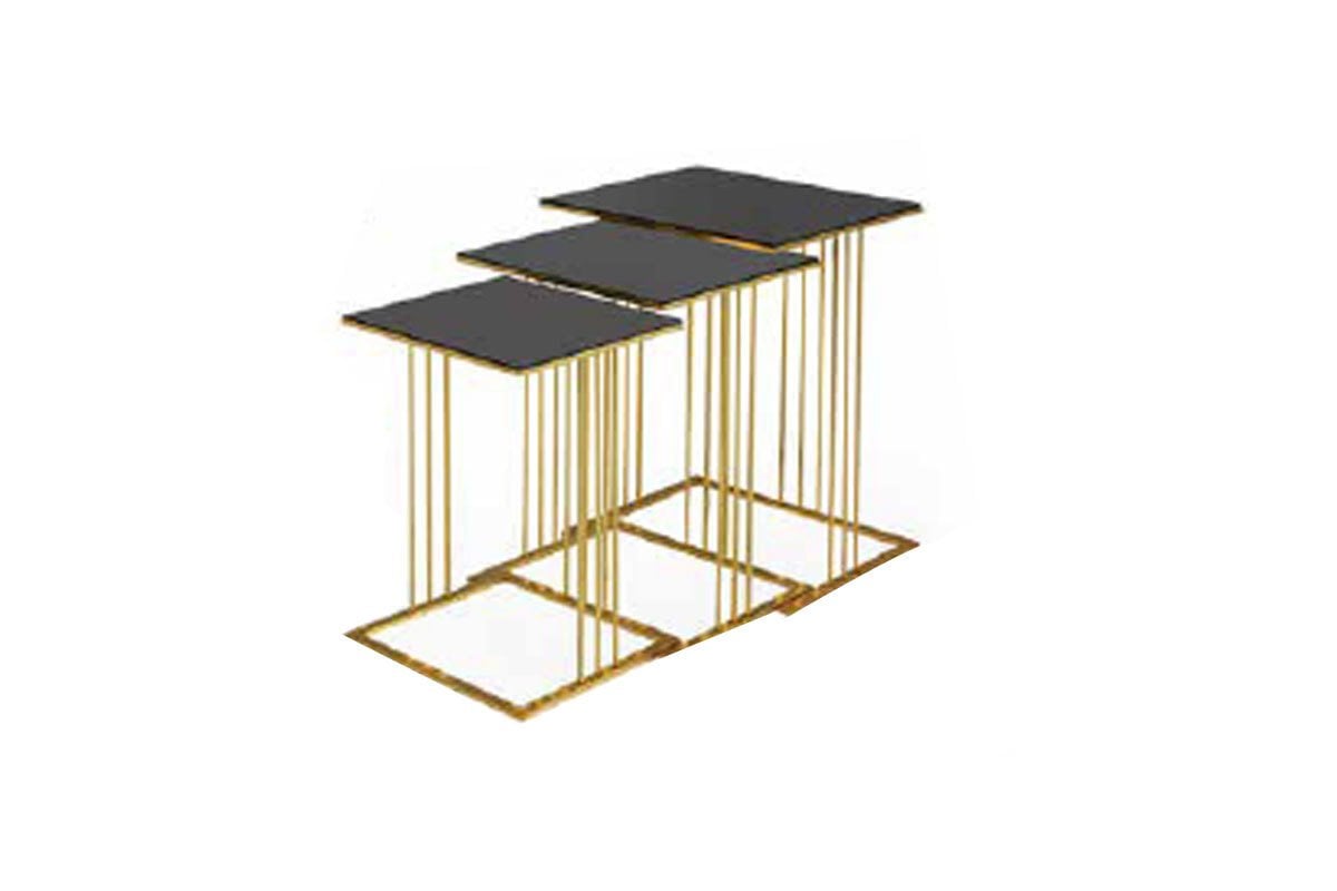 Kare Çubuk Zigon Sehpa-Gold