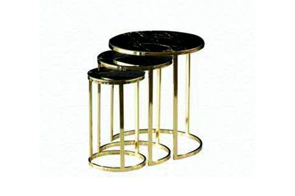 Nil Cam Zigon Sehpa Gold-Altın Mermer Cam
