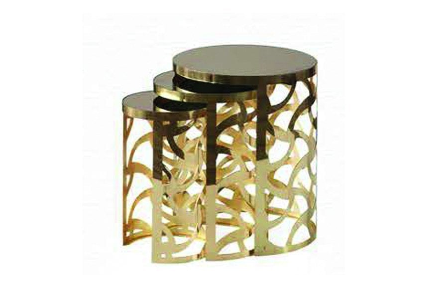 Lazer Cam Zigon Sehpa Gold-Pervane Desen Bronz Ayna