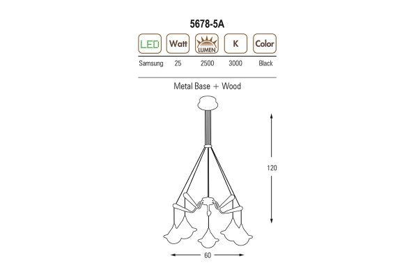 5678-5A 5'li Sarkıt Avize