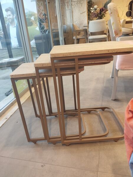 Traverten Görünümlü Zigon Sehpa