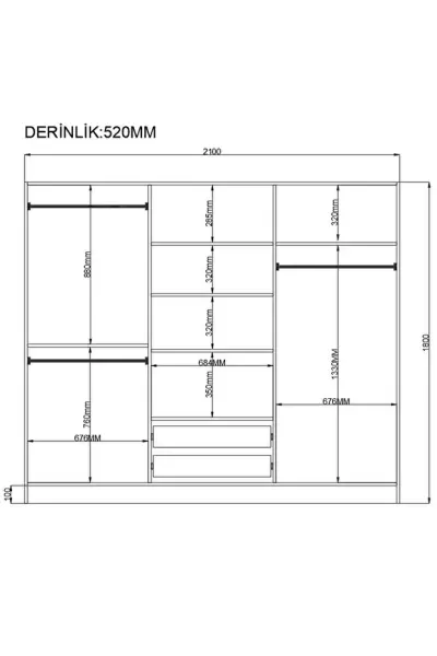 İzel 6 Kapaklı Dolap