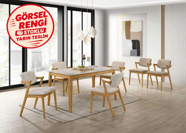 Crea Masa + 4 Sandalye - Meşe