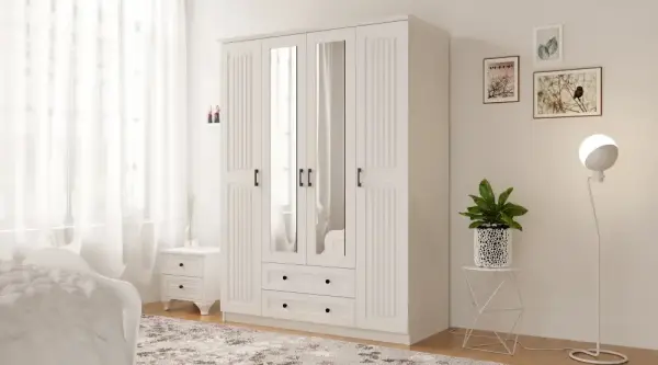 Mehtap Country 4 Kapak 2 Çekmeceli Mega Gardırop